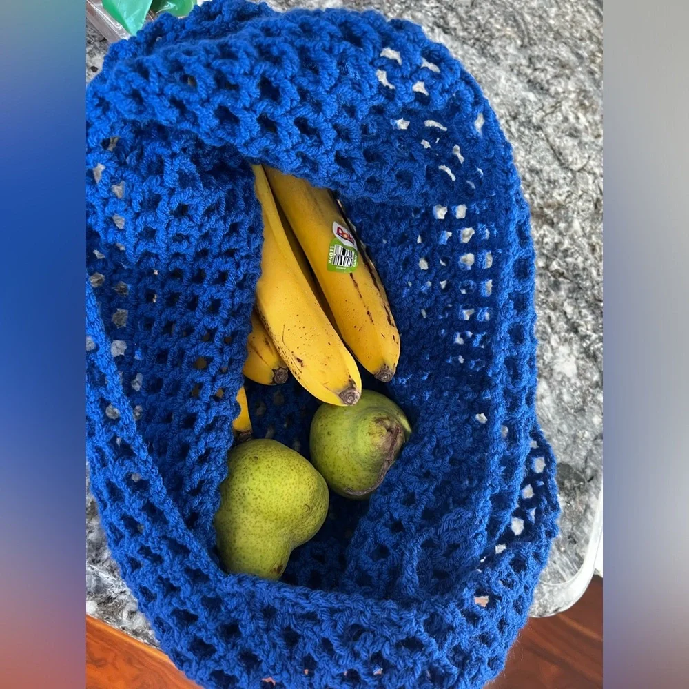 ☀️ Hand Crocheted Blue Boho Beach Tote ☀️ - Picture 7 of 12